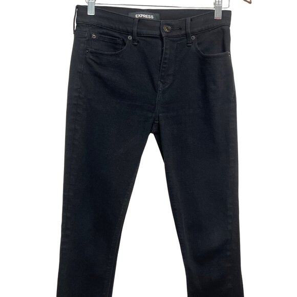 Express Women's Mid-Rise Black Jeans Ankle Legging Stretch 5 Pocket Size 4 - Picture 13 of 15